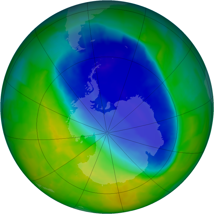 Antarctic ozone map for 18 November 2011